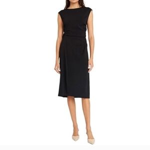 Lucely Office Siren Elegant Black Sleeveless Midi Shift Dress Nwt